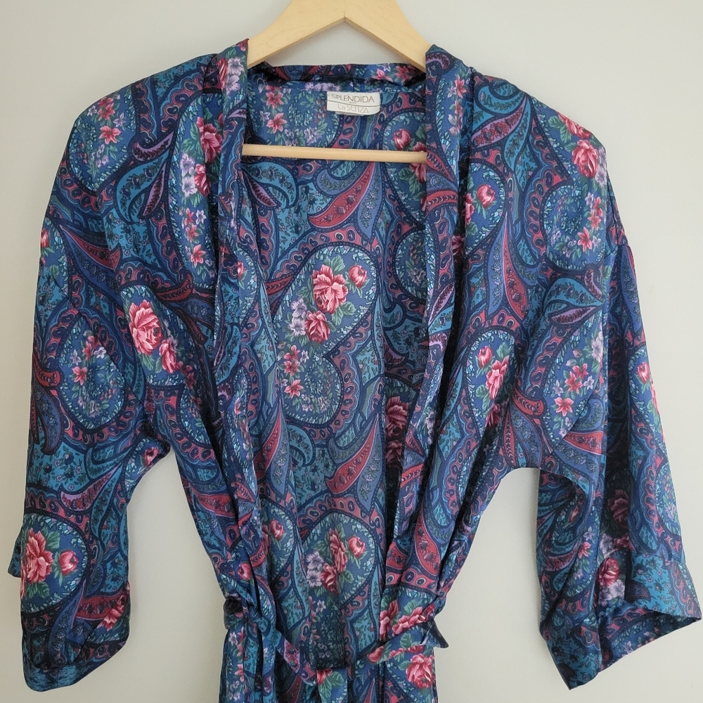 Vintage la senza paisley satin Robe. - Picture 5 of 7